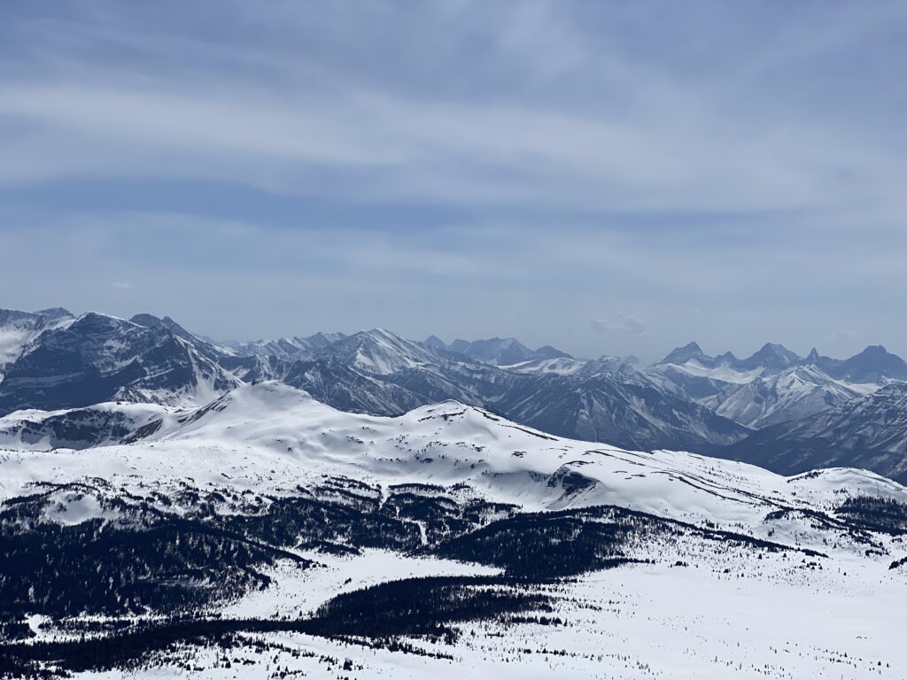 Snowy mountain vista at Banff Sunshine Village