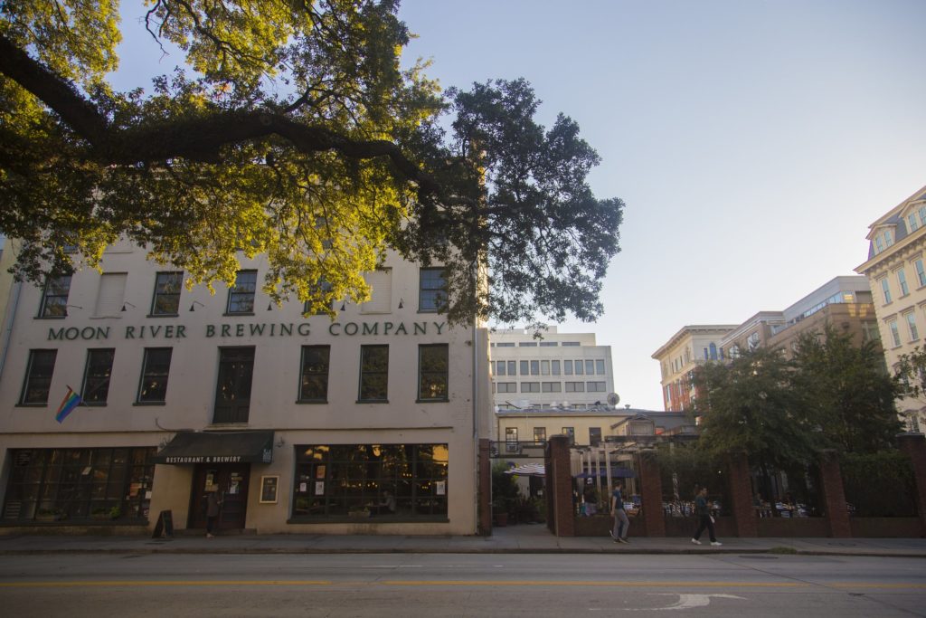 Exterior of the Moon River Brewing Company building in Savannah, Georgia